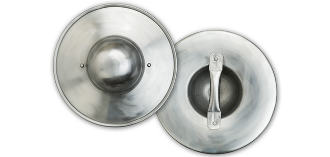 Large Dome Plain Buckler with Handle, 14 Ga