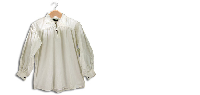 Cotton Shirt, Collared, Button Neck, White