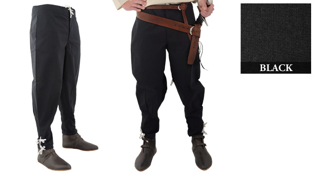 Pants with Ankle Lacing, Black