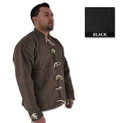15th C Doublet, Wool/Cotton, Black-Special Closeout Price