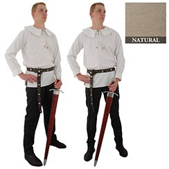 Cotton Shirt, Large Round Collar, Natural-Special Closeout Price