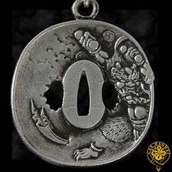 Thunder God Tsuba Pendant
