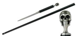Skull Carbon Fiber Sword Cane w/ Spike